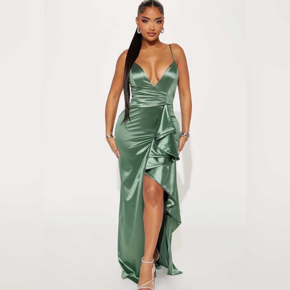 Sage maxi long gown